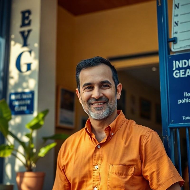 Fundador da Pulsevorbit na entrada do escritório em Recife